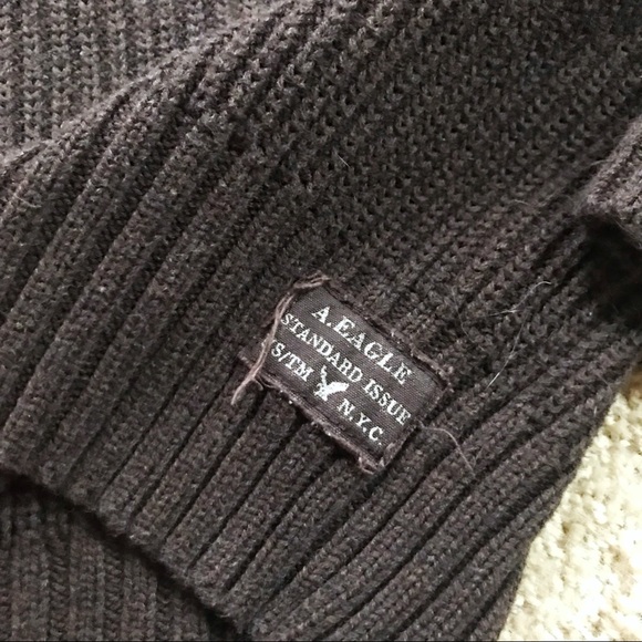 AE Dark Brown Button-Collar Sweater - Picture 2 of 6